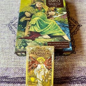 DruidCraft Tarot + Golden Art Nouveau Tarot Deck Lot – Complete w/ Guidebooks
